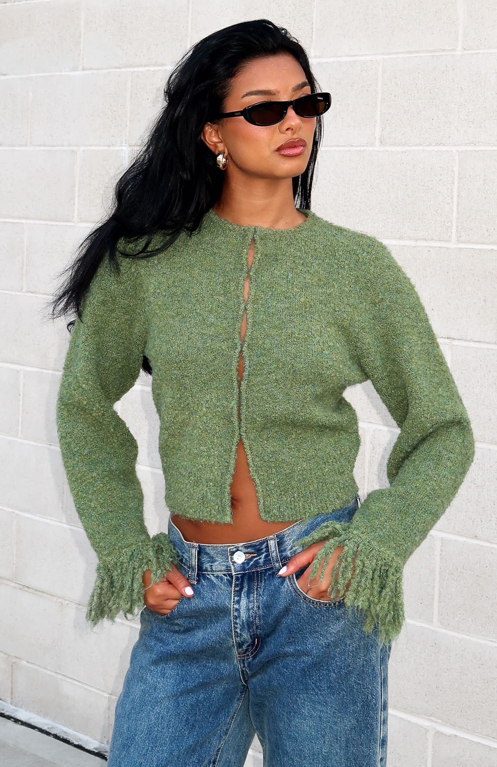 Baby It's Cold Knit Cardigan Moss
