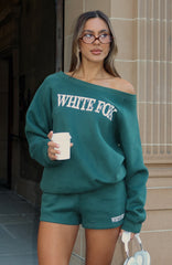 Brand New Start Off Shoulder Sweater Forest Green