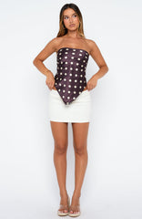 Broken Love Scarf Choc/Cream Polka Dot