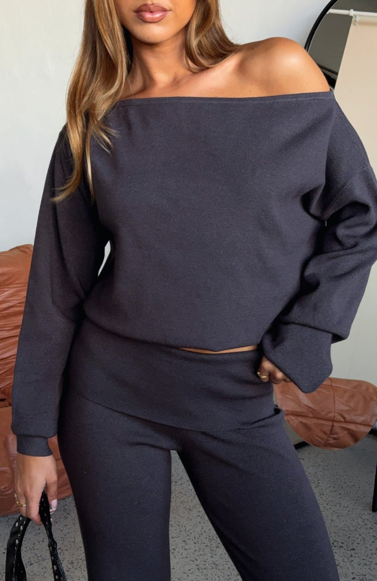 Can't Find The Words Knit Sweater Charcoal