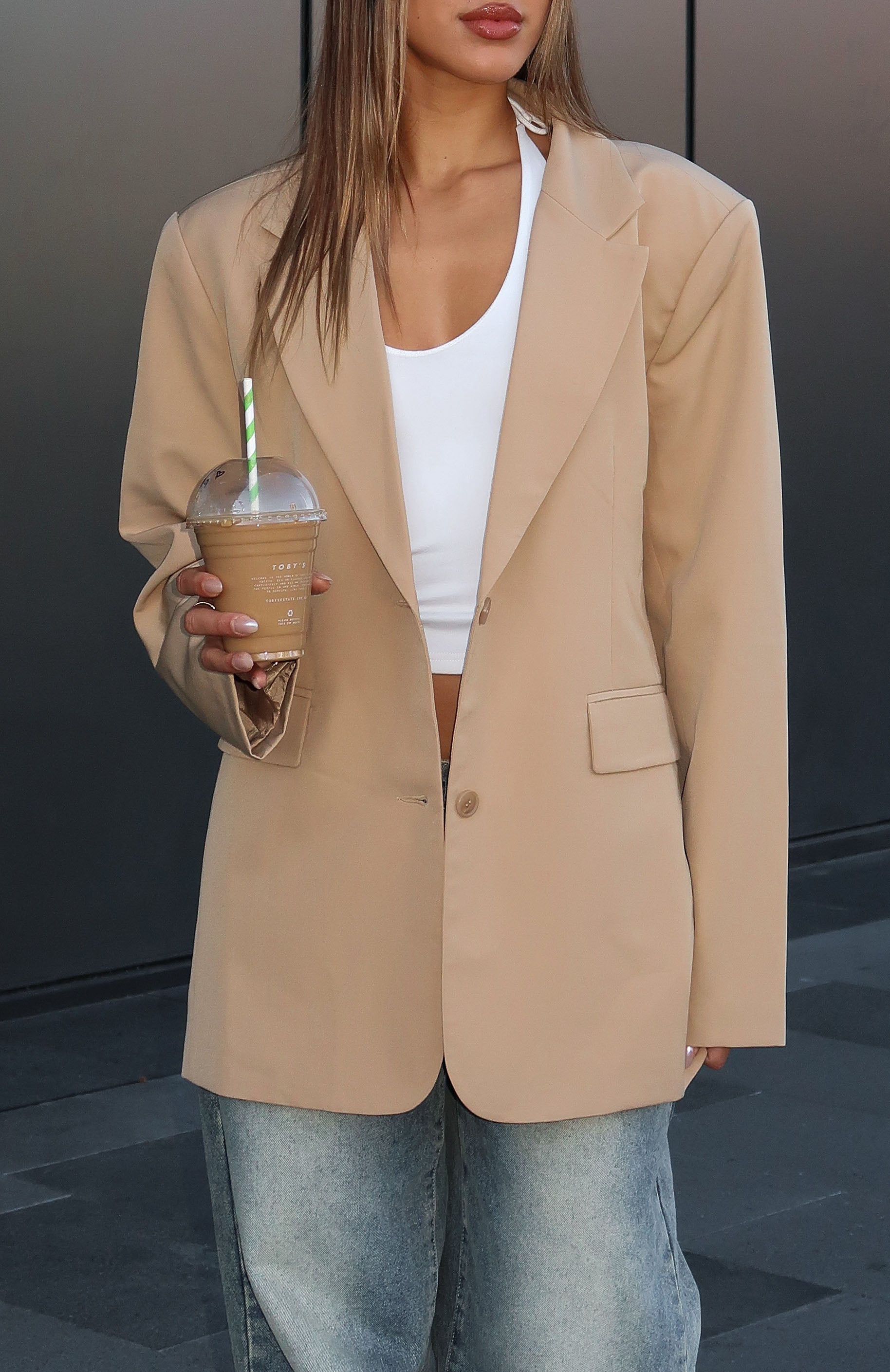 Catch Me Now Oversized Blazer Sand
