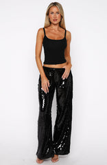 Caught Up In It Sequin Pants Black