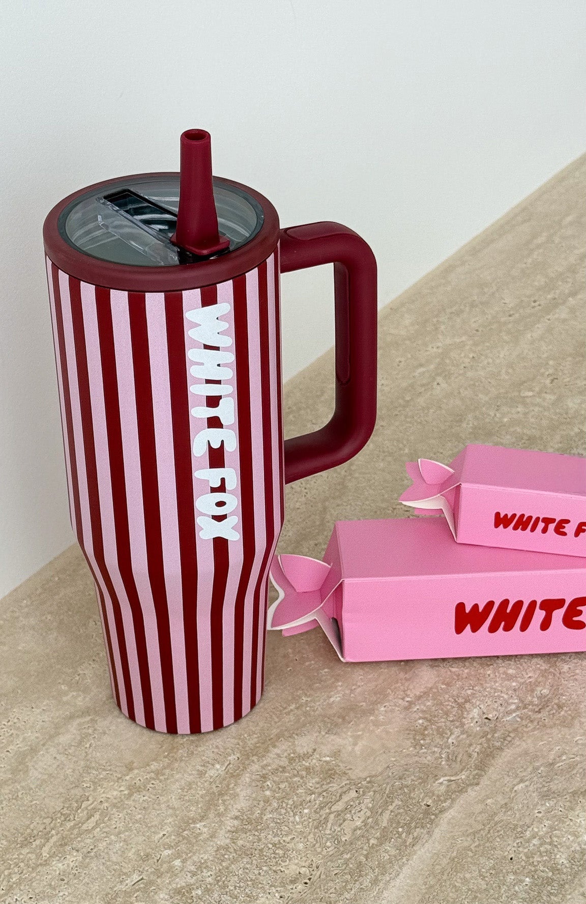 Colson Drink Bottle 1.2 Litre Burgundy Stripe