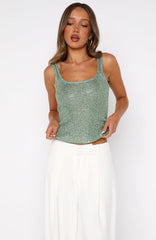 Down For Me Sequin Knit Top Spearmint