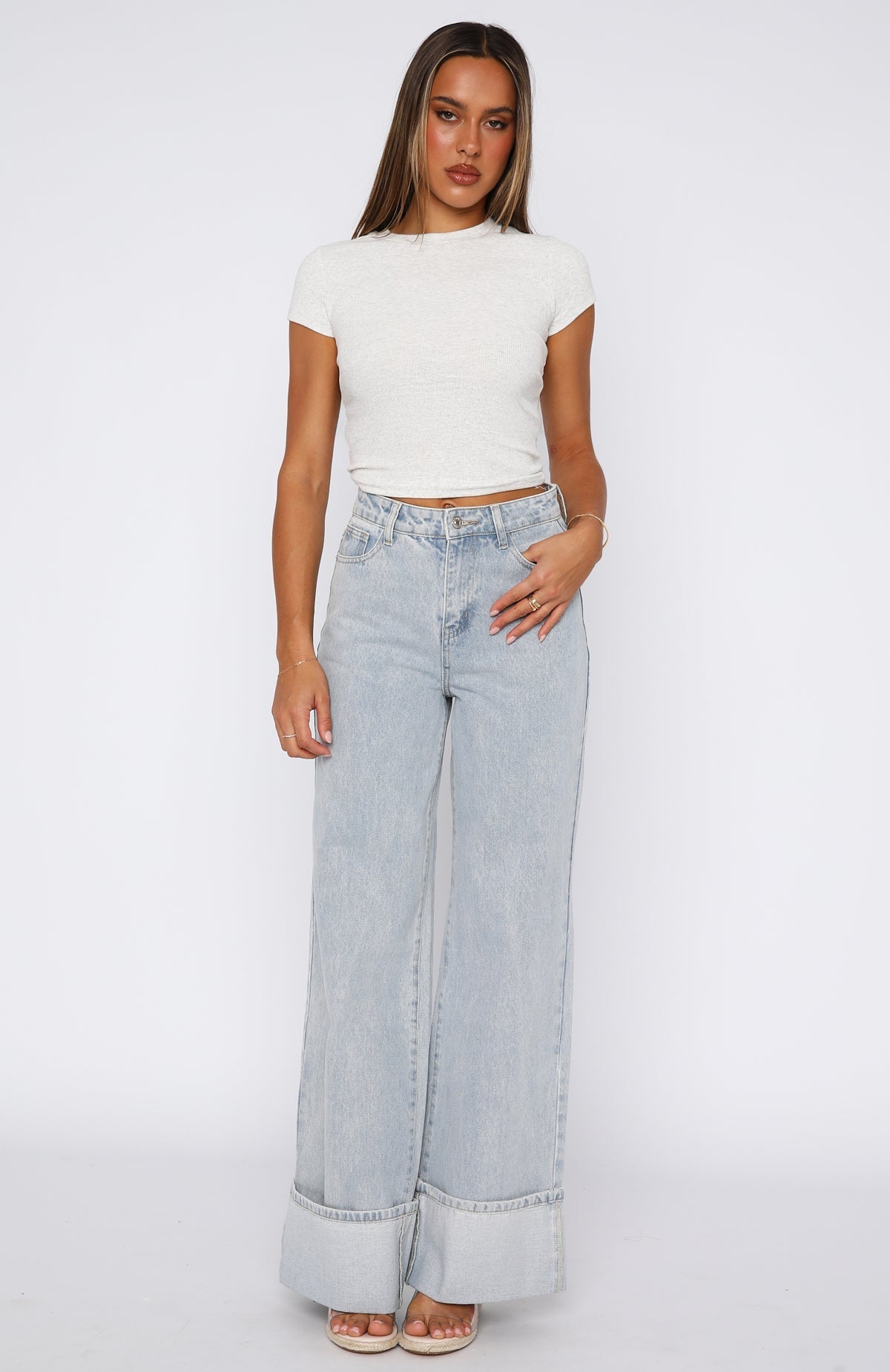 Ellie High Rise Wide Leg Jeans Glacier Blue