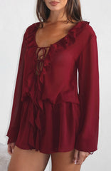 Eternal Energy Long Sleeve Mini Dress Burgundy