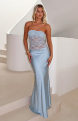 Fall In Love With You Strapless Maxi Dress Sky Blue