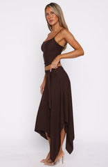 Free All Night Midi Skirt Chocolate
