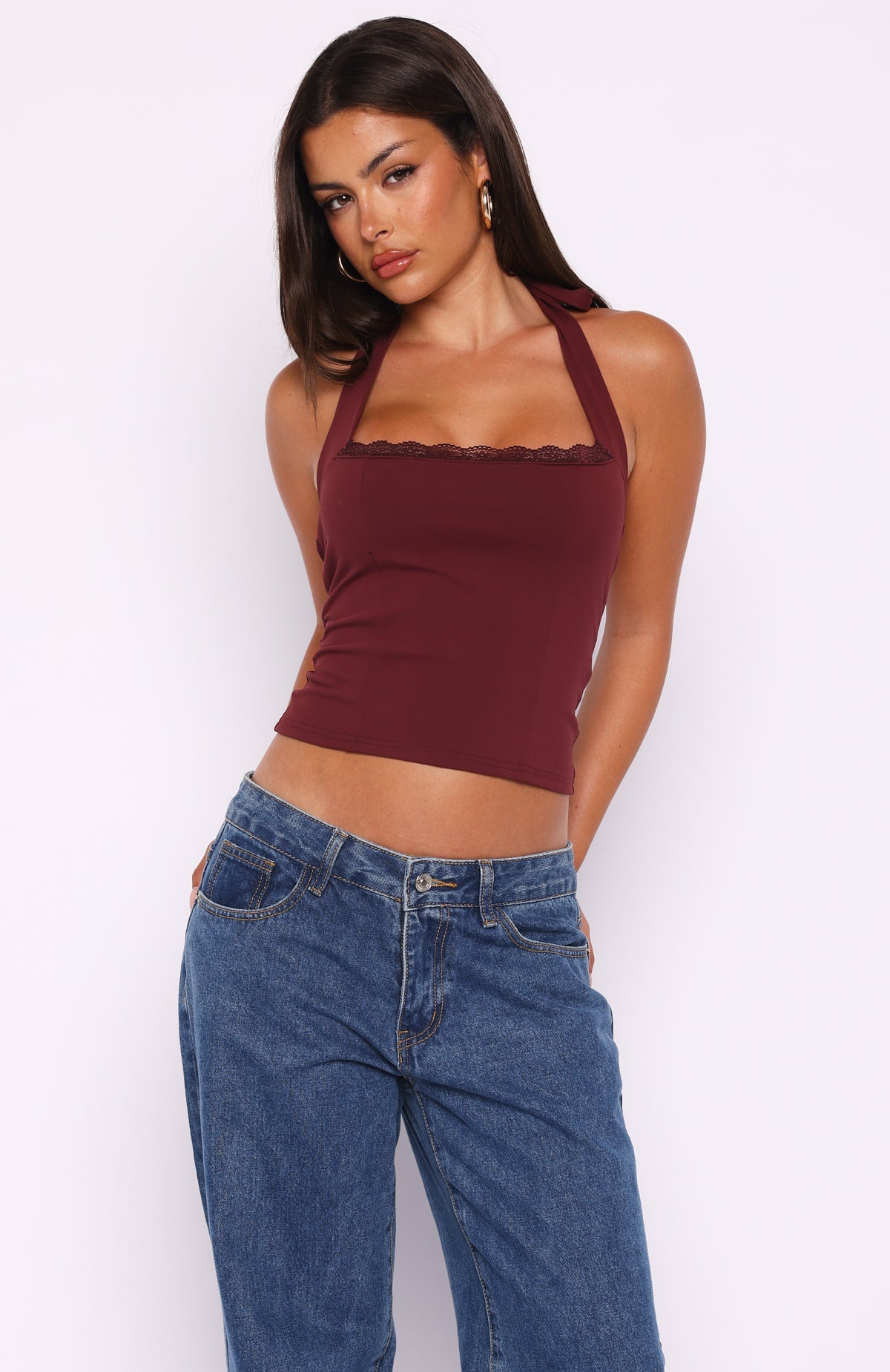 Good Feels Halter Top Burgundy