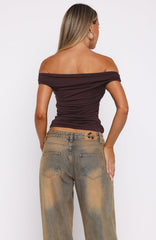 Halfway Over It Off Shoulder Top Chocolate