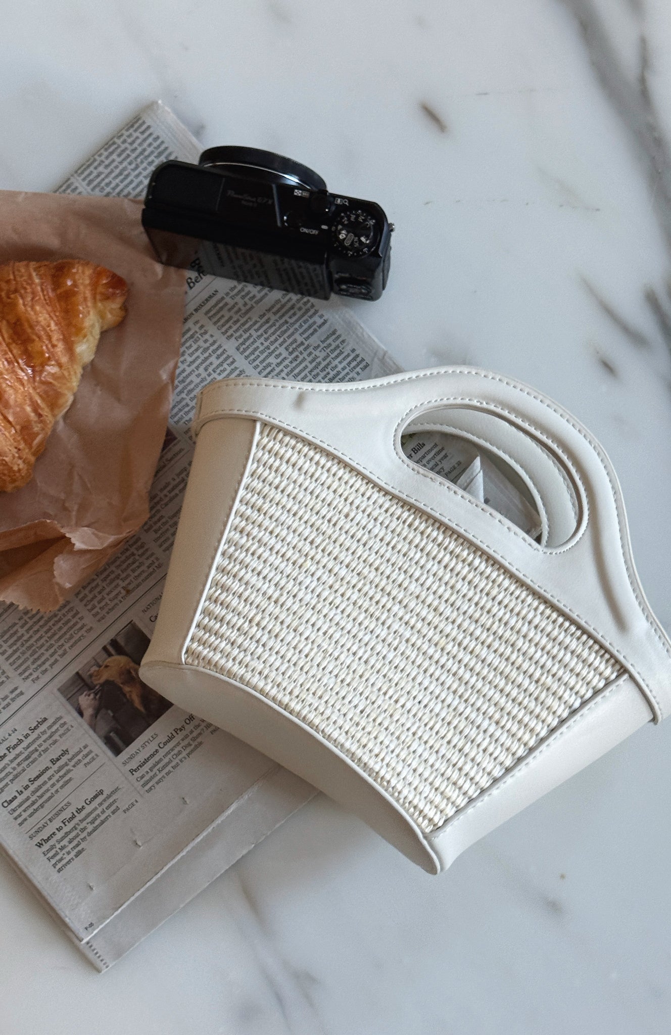 Jehan Top Handle Bag White
