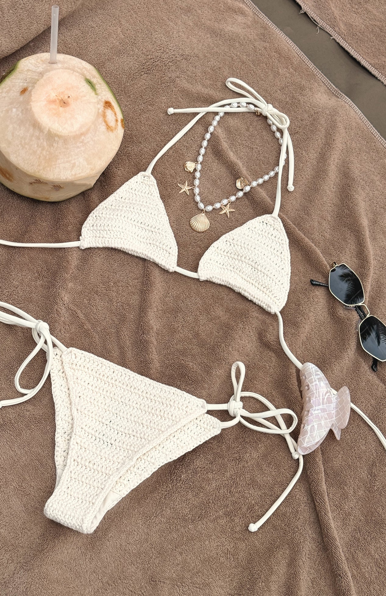 Kings Beach Crochet Bikini Top Cream