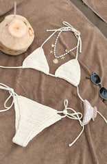 Kings Beach Crochet Bikini Top Cream