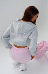 Love For The Game Cropped Zip Hoodie Dark Grey Marle