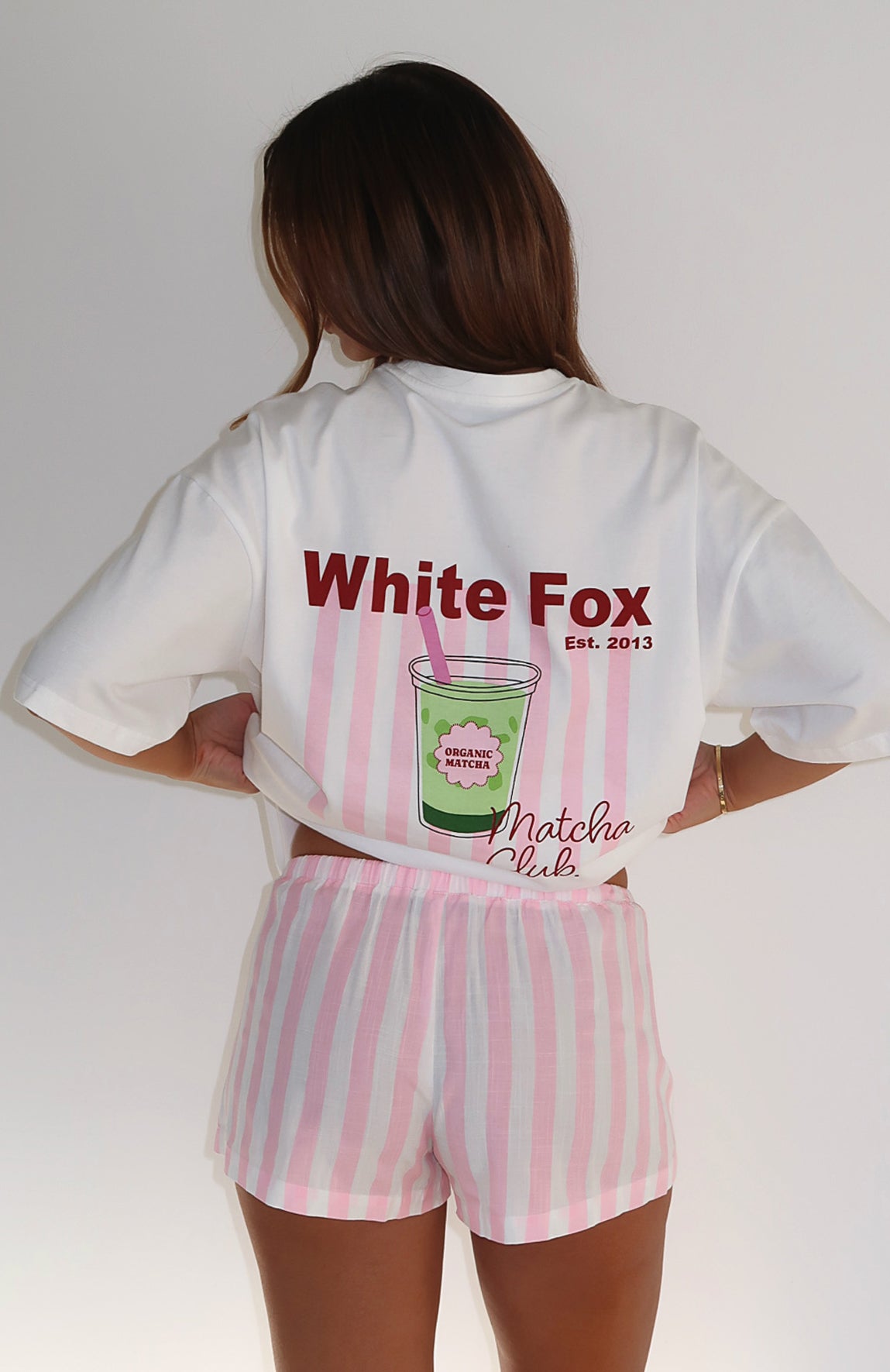 Matcha Club Pyjama Oversized Tee White