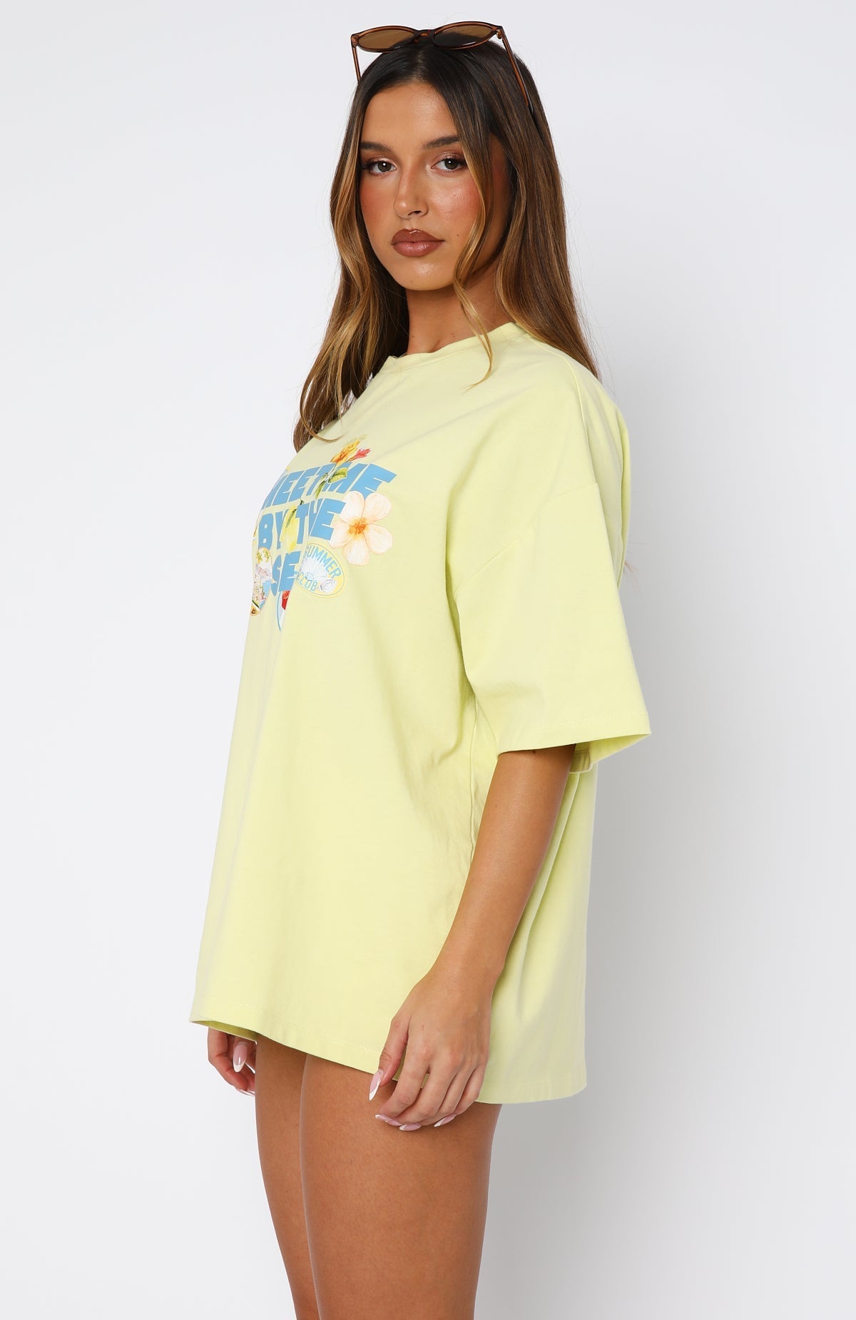 Meet Me By The Sea Oversized Tee Lime