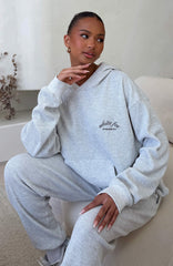 Moving Out Waffle Oversized Hoodie Light Grey Marle