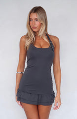 My Intuition Halter Mini Dress Charcoal