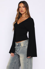 Nobody's Watching Long Sleeve Top Black