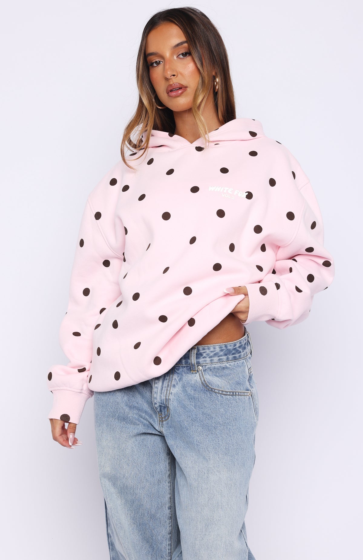 Offstage Printed Oversized Hoodie Posy Polka Dot