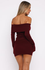 Parental Guidance Knit Mini Dress Burgundy