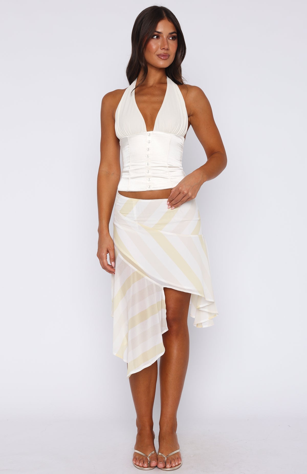 Crazy Romantic Midi Skirt Citrus Stripe