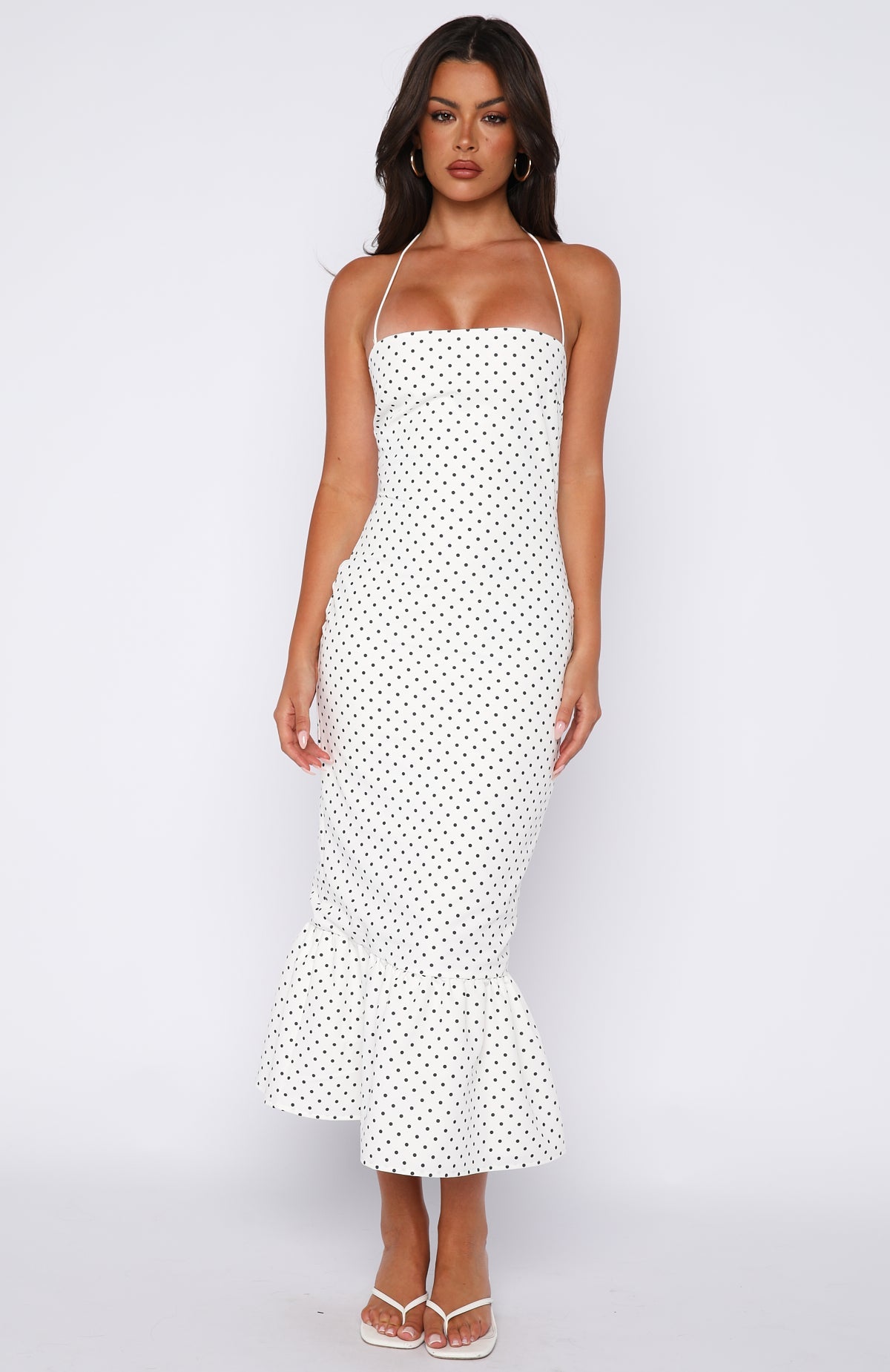 Shockwaves Midi Dress White/Black Polka Dot