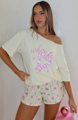 Sweetheart Pyjama Off Shoulder Tee Lemon