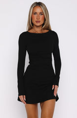 Take A Breath Long Sleeve Mini Dress Black