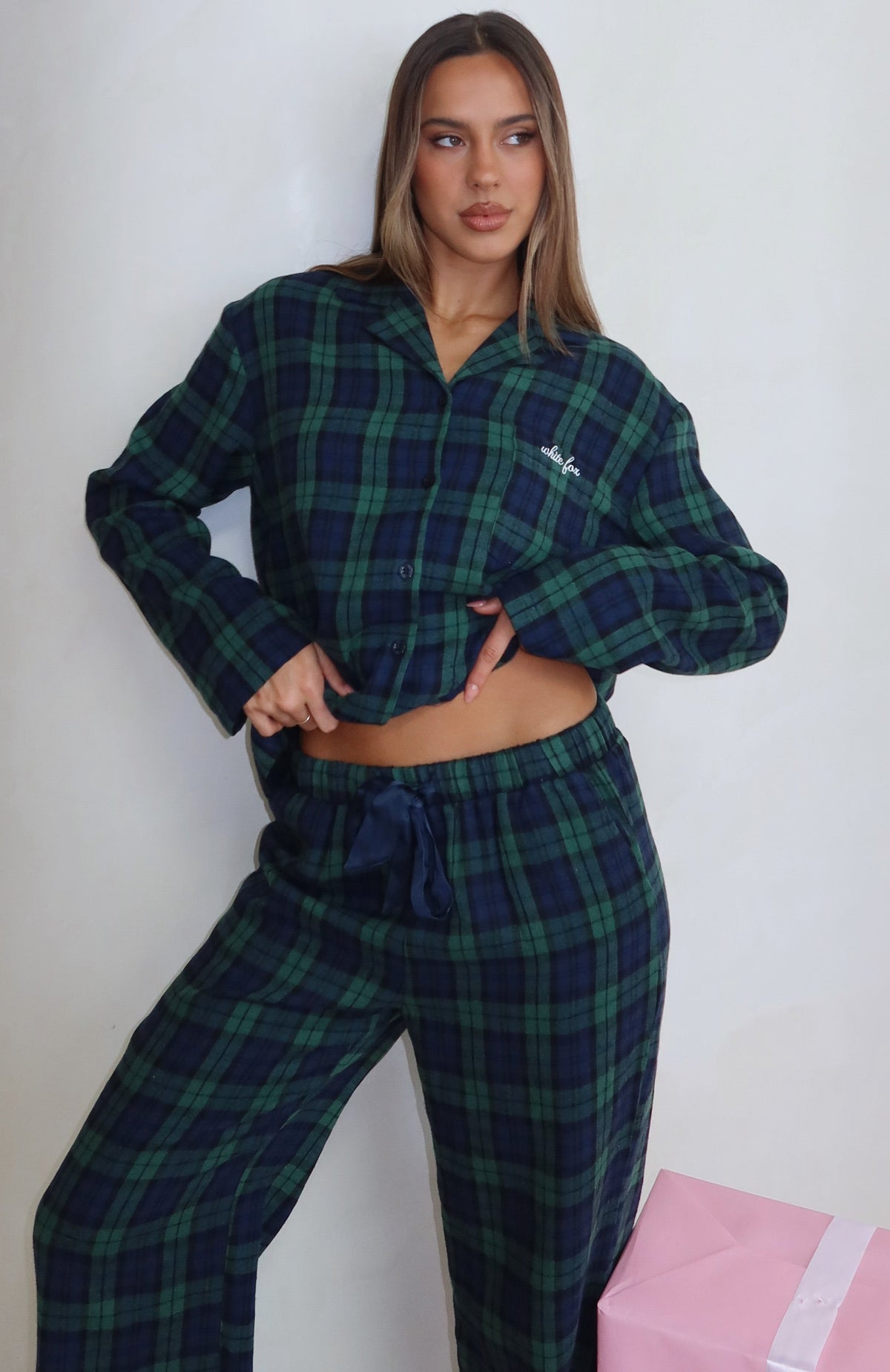 That Time Of Year Long Sleeve Pyjama Top Green/Navy
