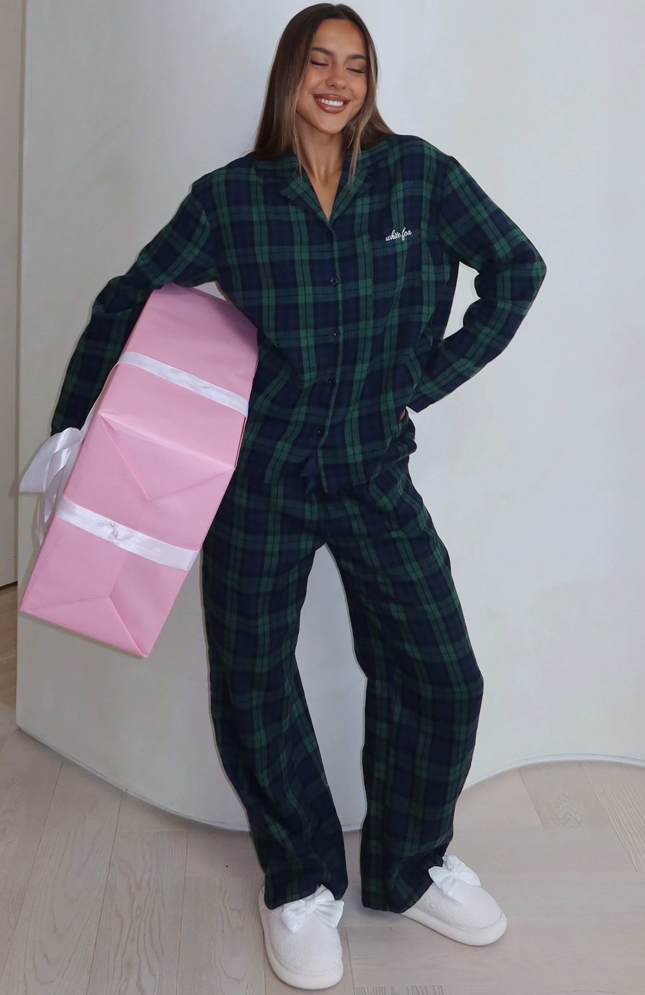 That Time Of Year Long Sleeve Pyjama Top Green/Navy