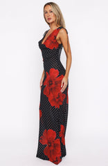 That's Amore Maxi Dress Black Scarlet Bloom