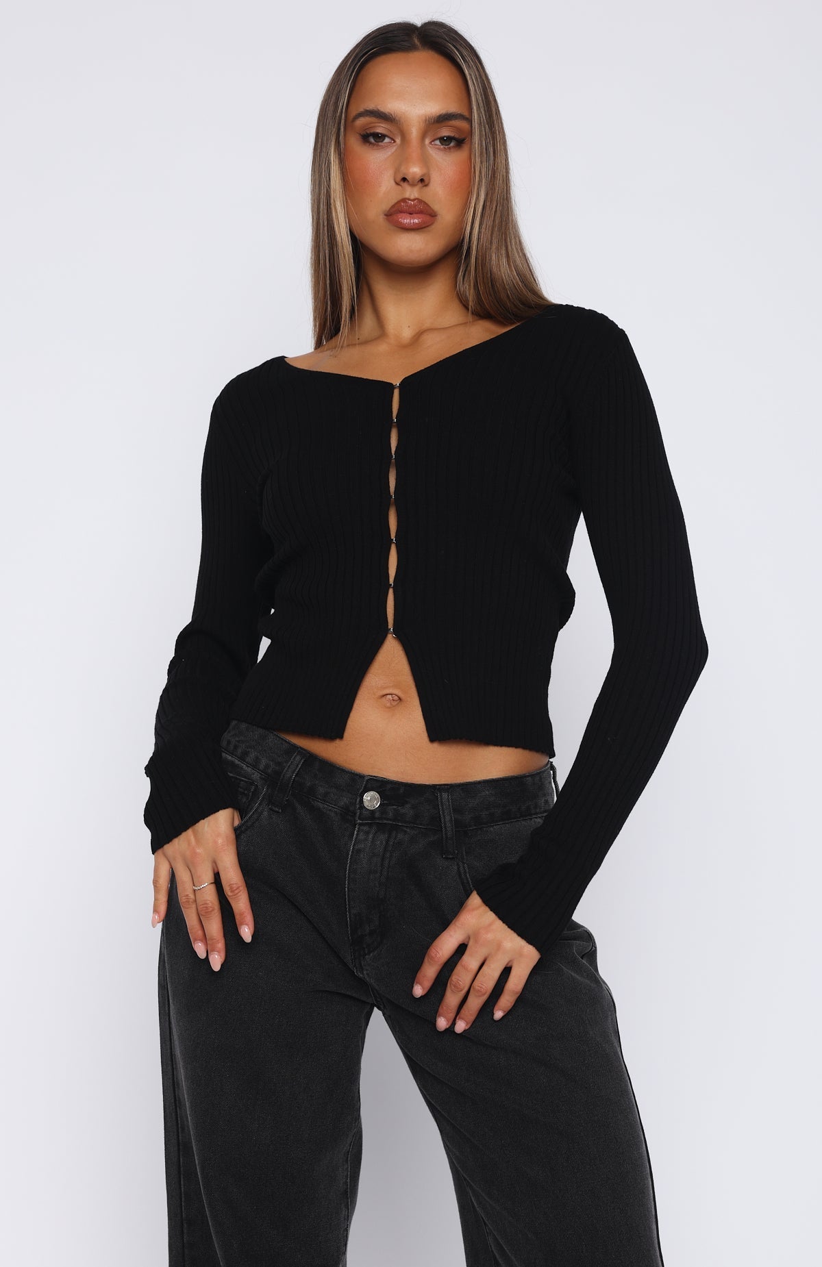 Time To Slay Long Sleeve Knit Top Black