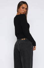 Time To Slay Long Sleeve Knit Top Black