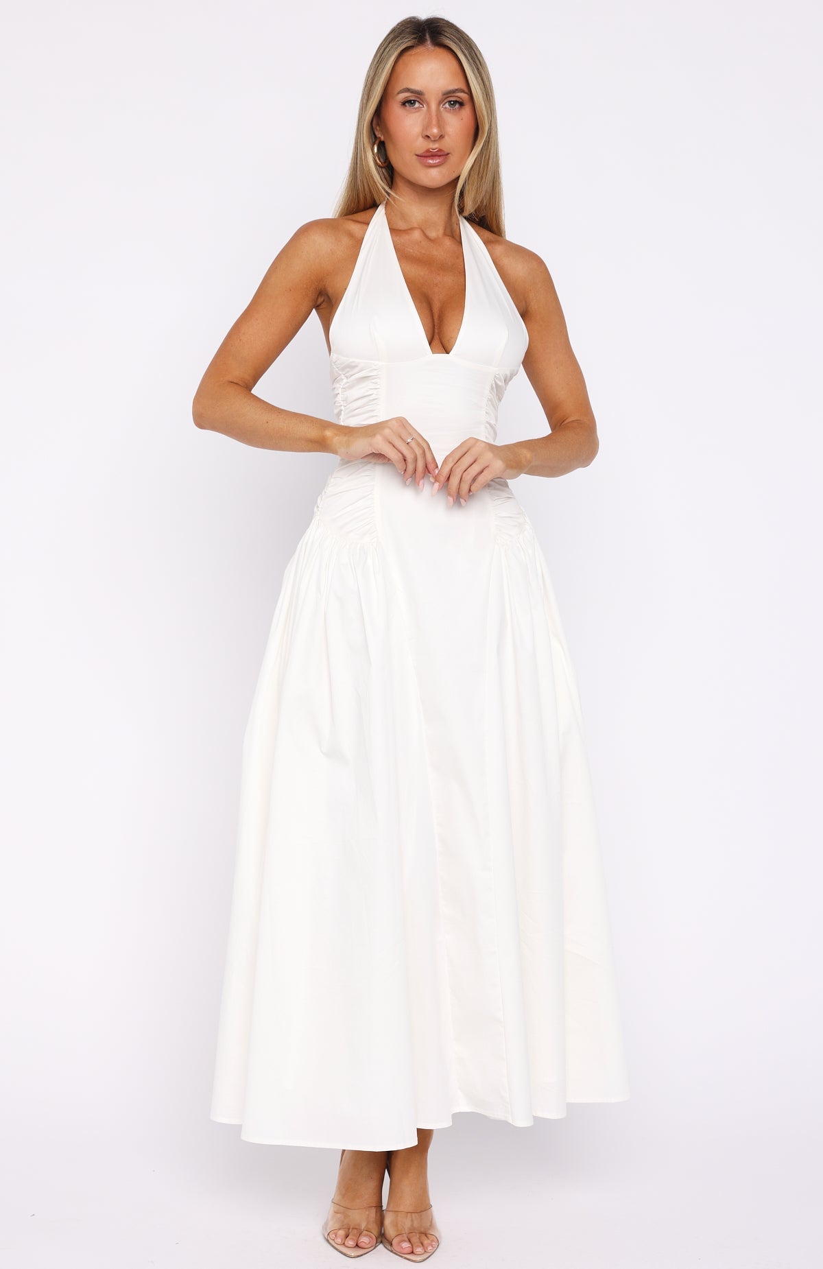 Tinsel Trouble Halter Midi Dress White