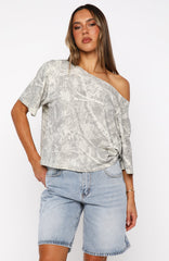 Travel The World Off Shoulder Oversized Tee Light Camo