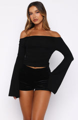 Velvet Teddy Shorts Black