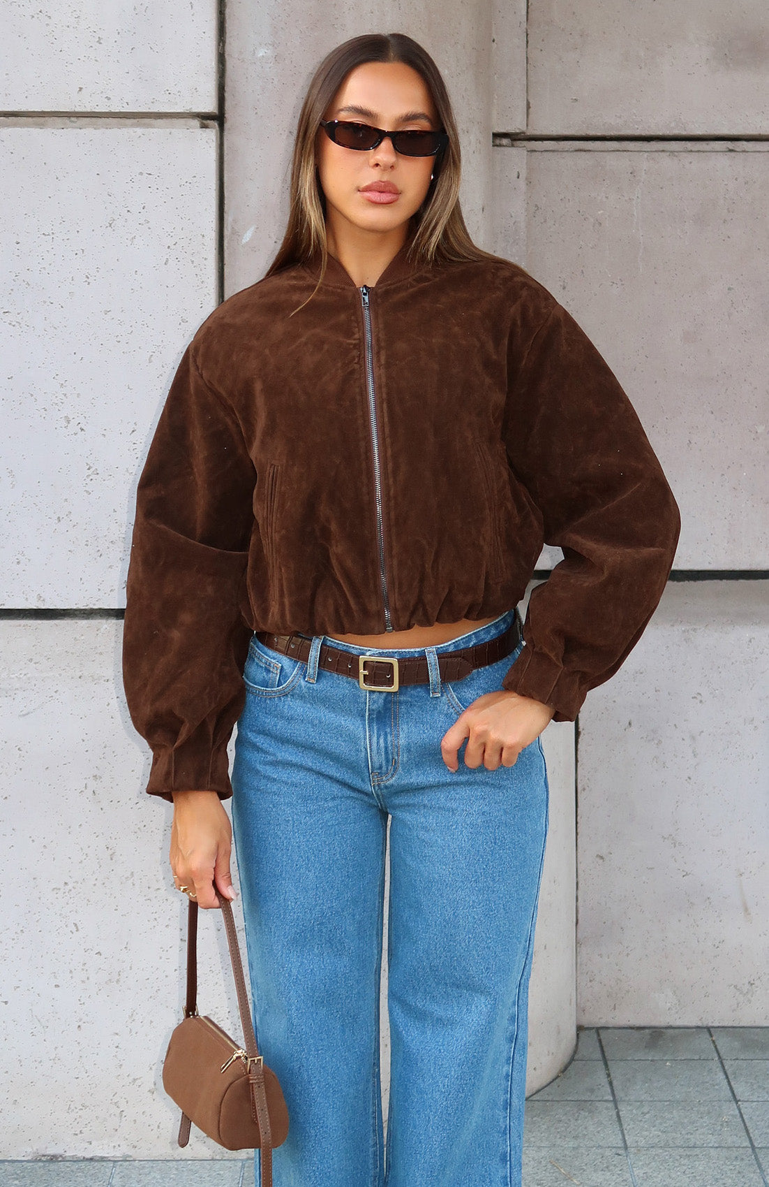 What Did I Miss Faux Suede Jacket Chocolate
