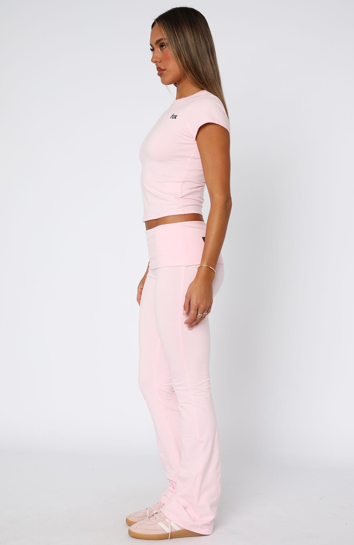 From The Archives Gigi Fold Over Flare Pants Pink
