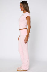 From The Archives Gigi Fold Over Flare Pants Pink