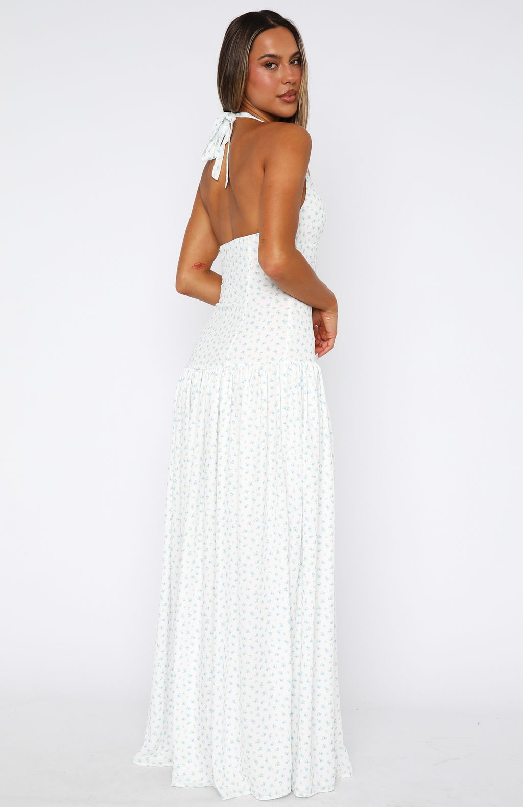 Sweet Temptation Halter Maxi Dress Bluebelle