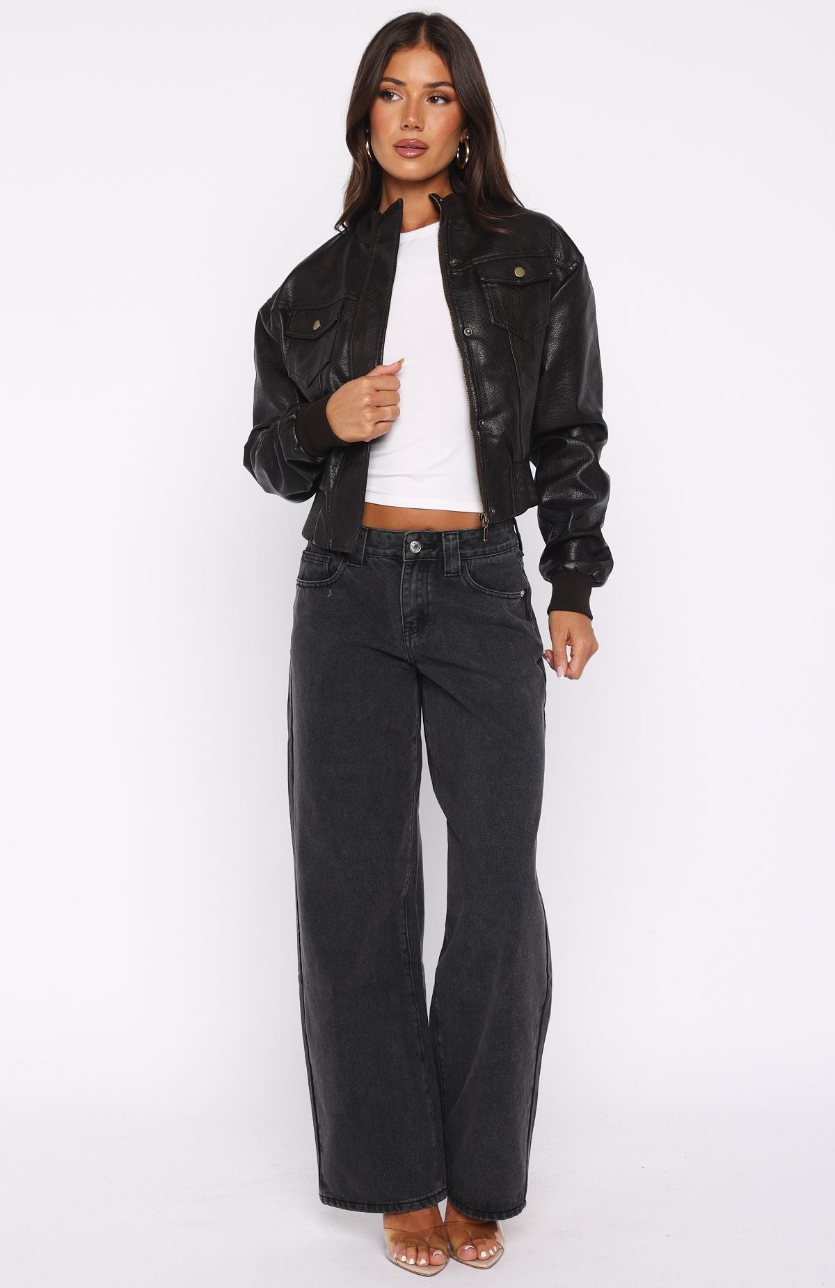 She's Sassy Pu Jacket Coffee